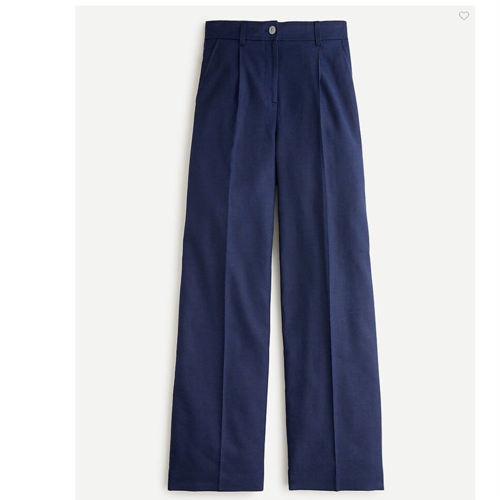 NWT J. Crew Navy Wide-Leg pant in Stretch Linen, Size 2P